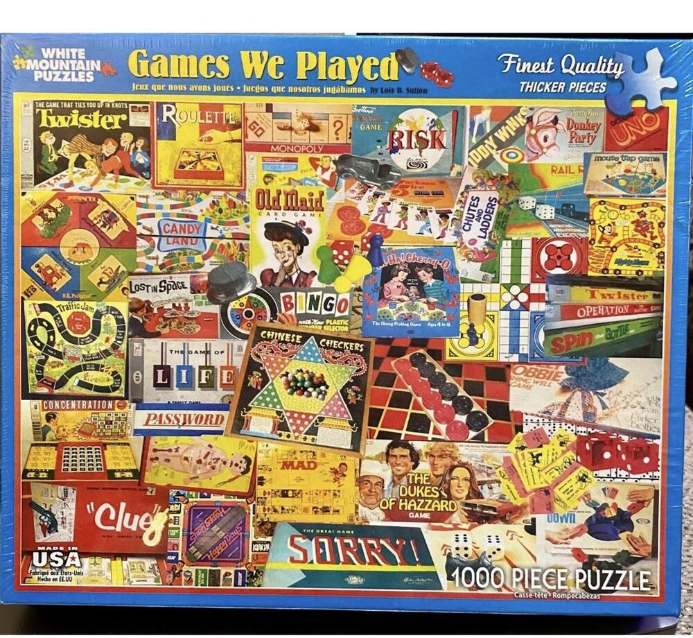 White Mountain 1000 Pieces Jigsaw Puzzle Games We Played 24x30 12+ large pieces